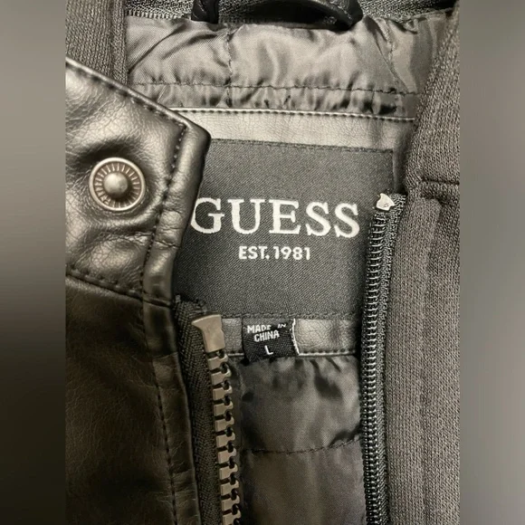 Guess faux leather jacket with hood